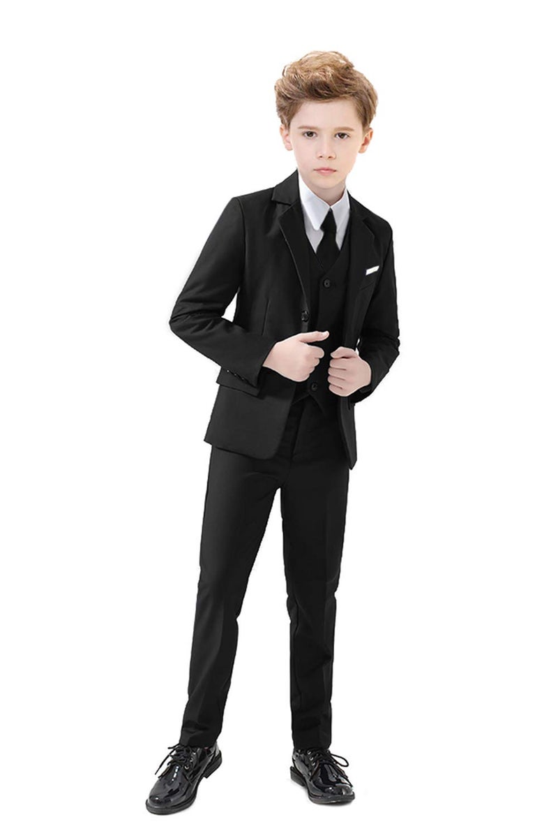 Yavakoor Boys Suits Slim Fit Suit for Kids Formal Outfit 5 Piece Coat Pants Shirt Set Dresswear for Boy Black Size 7 - Image 2